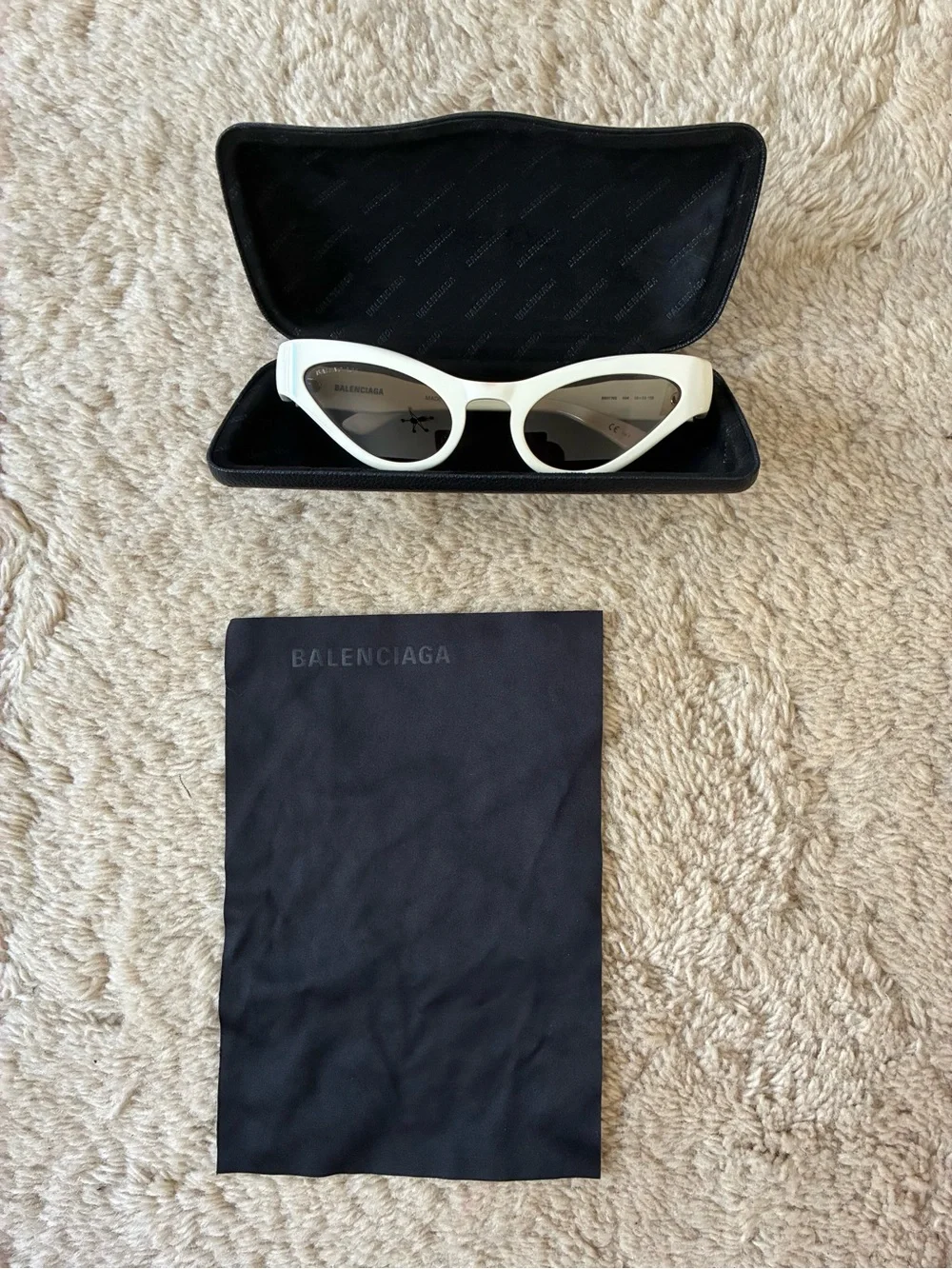 Balenciaga BB0176S white acetate cat eye sunglasses